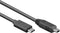 USB Mini B naar USB-C kabel - USB2.0 - tot 3A / zwart - 0,50 meter