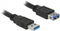USB naar USB verlengkabel - USB3.0 - tot 2A / zwart - 0,50 meter