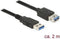 USB naar USB verlengkabel - USB3.0 - tot 2A / zwart - 2 meter