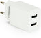 USB thuislader met 2 poorten - Smart IC - recht - 2,1A / wit