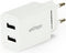 USB thuislader met 2 poorten - Smart IC - recht - 2,1A / wit