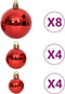 vidaXL - 64-delige - Kerstballenset - rood - en - wit