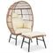 Coast Eierstoel - Rotan - Voetenbank - Comfortabele Kussens - Weerbestendig - Boho Design - Bruin