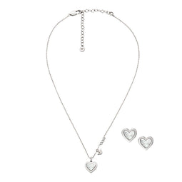 Emporio Armani Dames Sieraden geschenkset - Hartketting en oorbellen - Zilverkleurig