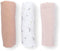doomoo Lovely - Set van 3 babydoeken - Biologisch katoengaas superzacht absorberend multifunctioneel 70x70 cm - Flower Pink (3 stuks)