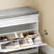 SoBuy FSR82-K-WG - Schoenenkast entreebank - Schoenenopbergkussen en toiletzitting - Wit antiek houteffect