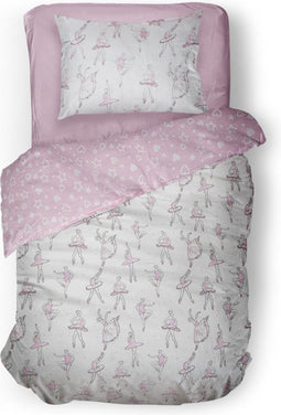LINNICK Kinder Dekbedovertrek 100% katoen Rina - roze 140x200cm - Tiener Dekbedovertrek 1 persoons