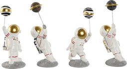 Decoratieve figuren Home ESPRIT Wit Gouden Ruimtevaarder 10,5 x 10,5 x 25 cm (4 Stuks)