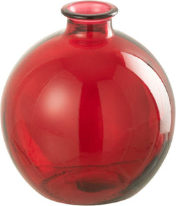 J-Line vaas Bal - glas - rood - Ø 16 cm