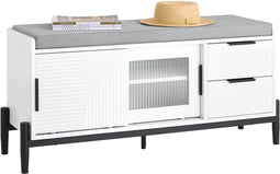 SoBuy FSR187-W - Opbergbank - 2 Laden en Schuifdeuren - Wit