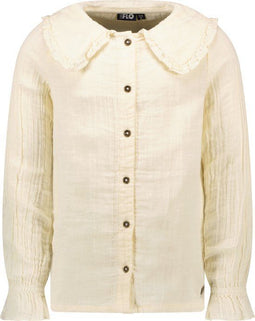 Like Flo F209-5110 - Meisjes Blouse - Grote kraag - Off white