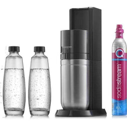SODASTREAM frisdrank- en bruiswatermachine - DUO Zwart - 2 glazen karaffen - 1 gasvulling van 60...