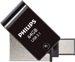 Philips 2-in-1 USB-C - USB 3.1 - 64GB - Zwart