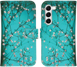 iMoshion Hoesje Geschikt voor Samsung Galaxy S23 Hoesje Met Pasjeshouder - iMoshion Design Softcase Bookcase - Zwart / Blossom