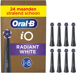 Oral-B iO Series Radiant White - Opzetborstels voor wittere tanden - Zwart (8 stuks)