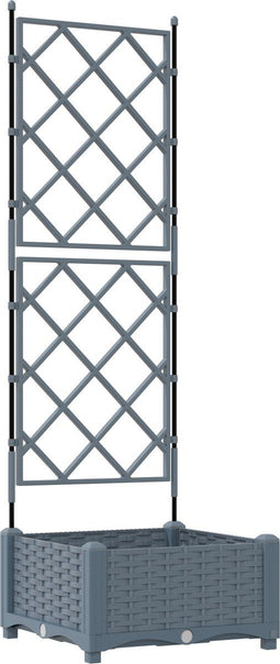vidaXL - Tuinplanter - met - Trellis - Lichtgrijs - 40x40x125,5 - cm