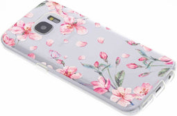 Hoesje Geschikt voor Samsung Galaxy S7 Hoesje Siliconen - Design Backcover siliconen - Roze / Transparant / Blossom Watercolor Pink