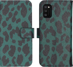 iMoshion Hoesje Geschikt voor Samsung Galaxy A41 Hoesje Met Pasjeshouder - iMoshion Design Softcase Bookcase - Zwart / Meerkleurig / Groen / Green Leopard