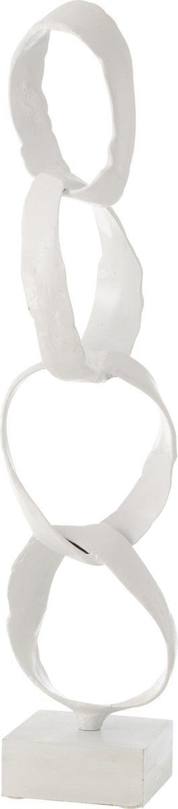 J-Line decoratie Figuur Ringen op voet - aluminium - wit - large