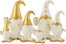 J-Line figuur Kerstman Cadeau Vacht Dolomiet - porselein - wit/goud - large - 2 stuks