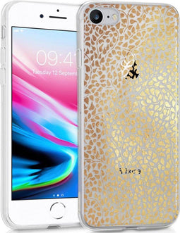 iMoshion Hoesje Geschikt voor iPhone SE (2022) / SE (2020) / 8 / 7 / 6s / 6 Hoesje Siliconen - iMoshion Design hoesje - Goud / Transparant / Allover de luxe