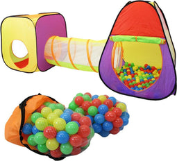 Kiduku, Ballenbad 3-delig met 200 ballen plus tas voor binnen en buiten - kubus - tunnel - pyramide