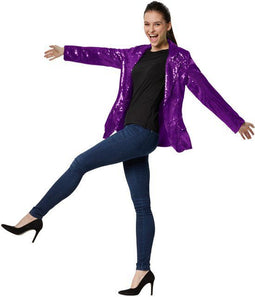 Dressforfun Paillettenjas - Verkleedkleding dames - Glinsterende pailletten - Lila