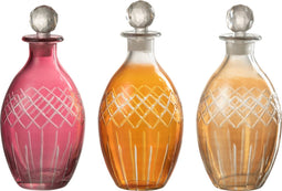 J-Line karaf Geruit Rond - glas - mix - 3 stuks