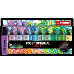STABILO BOSS ORIGINAL - Markeerstift - ARTY Etui Met 10 Kleuren - 'Coole Kleuren'