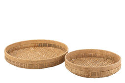 J-Line schaal Rond - rotan - naturel - 2 stuks