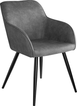 tectake® Marilyn - Eetkamerstoel - Gevoerde fluwelen zitting - Grijs/zwart