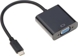 Techvavo® USB C naar VGA Adapter - Full HD 1080P - Man naar Vrouw - Zwart