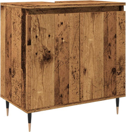 vidaXL - Badkamerkast - 58x33x60 - cm - bewerkt - hout - oud - houtkleurig