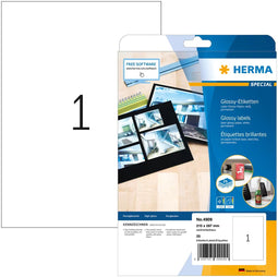 Herma 4909 - Universele etiketten - Glanzend papier 210 x 297 mm - Wit (25 stuks)