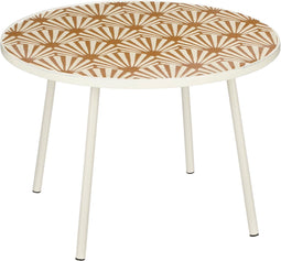 Mica Decorations Odile - Bijzettafel voor Buiten - H38 x Ø58 cm - Metaal - Bruin Wit