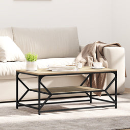 vidaXL - Salontafel - met - Plank - Sonoma - Eiken - 90x50x40 - cm - Gelaagd - Hout
