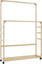 vidaXL - Kledingrek - met - schappen - en - wielen - 90x35x155 - cm - bamboe