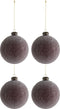 J-Line kerstbal Parels - glas - bordeaux - medium - doos van 4
