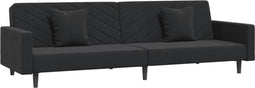 vidaXL - Slaapbank - 2-zits - met - 2 - kussens - fluweel - zwart