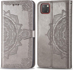 iMoshion Hoesje Geschikt voor Huawei Y5p Hoesje Met Pasjeshouder - iMoshion Mandala Bookcase - Grijs