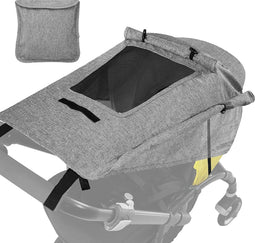 UV 50+ Beschermende Zonnekap voor Kinderwagen - Waterdicht en Windbestendig met Kijkvenster - Grijs