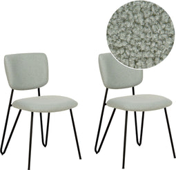 NELKO - Eetkamerstoel set van 2 - Lichtgroen - Bouclé