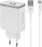 Mobiparts Wall Charger - Dual USB 4.8A met Lightning Kabel - Wit