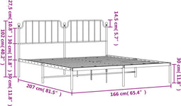 vidaXL - Bedframe - met - hoofdbord - metaal - zwart - 160x200 - cm