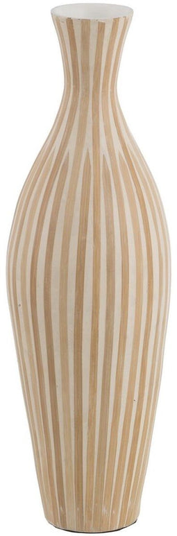 Vaas Wit Beige Bamboe 20 x 20 x 64 cm