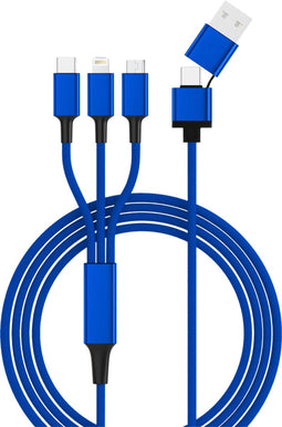 Smrter USB-laadkabel USB 2.0 USB-A stekker, USB-C stekker, Apple Lightning stekker, USB-micro-B stekker 1.20 m Blauw SM