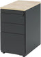 Ladeblok met 3 lades (incl. pennenlade) kleur Zwart (RAL9005) topblad Halifax Eiken