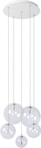 Atmooz - Hanglamp Camau 5 - G4 - Industrieel - Woonkamer / Slaapkamer / Eetkamer - Plafondlamp - Wit - Hoogte 140cm - Metaal en glas - Exclusief Lichtbron