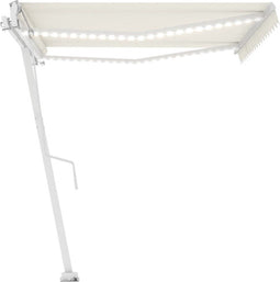 vidaXL - Luifel - automatisch - met - LED - en - windsensor - 450x300 - cm - crèmekleur