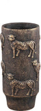 PTMD Leio Ronde Pot Luipaard - H45 x Ø20 cm - Cement - Bruin